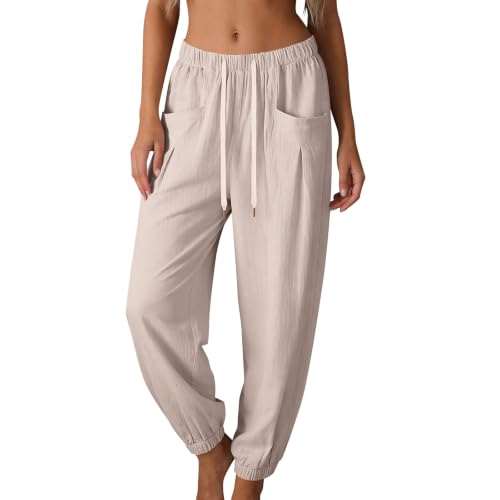 Pantalones de lino para mujer ideales para paseos de verano y yoga
