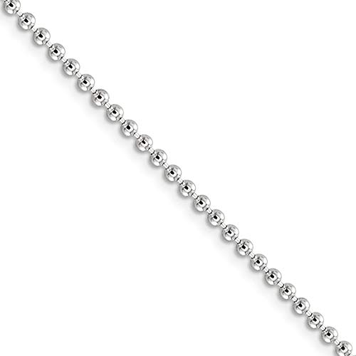 Black Bow Jewelry 2.3Mm Sterling Silver, Solid Beaded Chain Necklace, 30 Inch #TOP14
