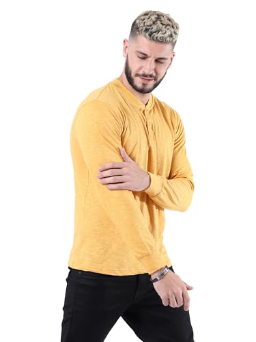 Image of fanideaz Mens Premium High Neck Henley T Shirts for Men Branded Full Sleeve Shirt for Men in Pure Cotton Casual & Formal Wear
