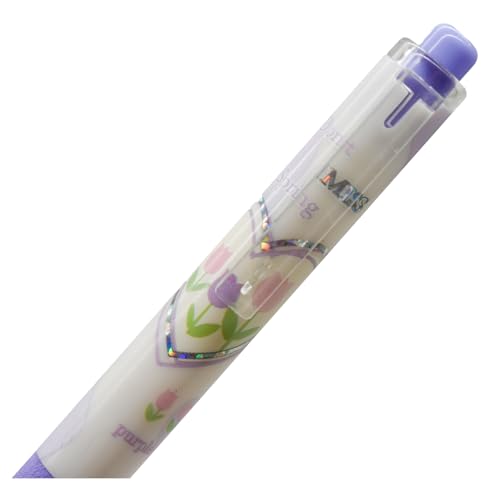 12 bolígrafos Lopenle flor morada retráctil tinta negra miniatura 5