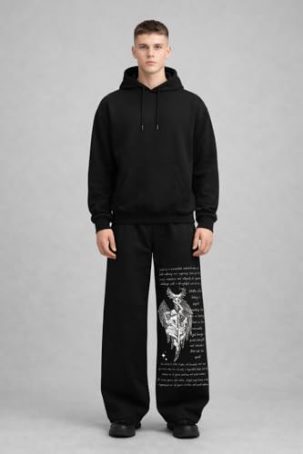 Image of Men's Printed Baggy Pants, Relaxed Fit Cotton Lower, Mid Rise Elastic Waist Joggers with Graphic Design, Casual Wear for Gym, Lounge & Street Style