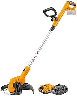 INGCO 20V Lithium-Ion Cordless Grass String Strimmer, Cutting Diameter 30 cm, 45°Rotating Head, Automatic Feed System with Battery and Charger CGTLI203285