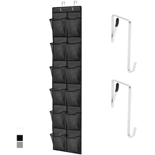 Image of GORILLA GRIP Over the Door Shoe Organizer, 12 Large Pockets, Black