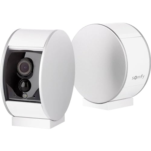 Somfy 2401507 Innenkamera (mit automatischer Blende, 130° Weitwinkel Blick, 8-fach Zoom, Nachtsichtfunktion, Lautsprecher und Mikrofon, Bewegungsmelder),Weiß