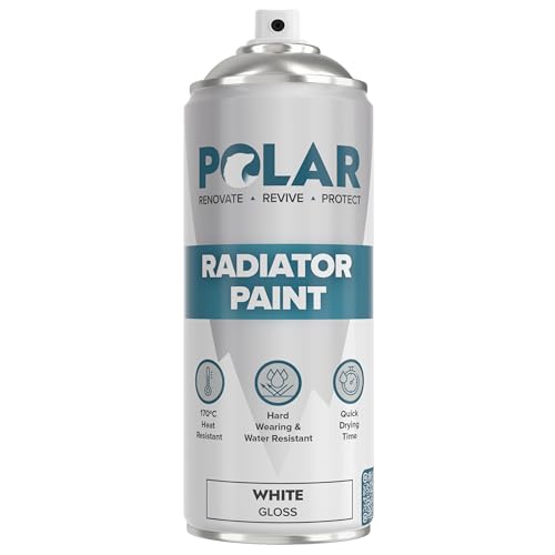 Polar Radiator Spray Paint - 400ml, White - 3-in-1 Primer, Under- & Topcoat - Heat Resistant up to 170°C - For Radiators, Hot Pipes & Towel Rails - Gloss Finish