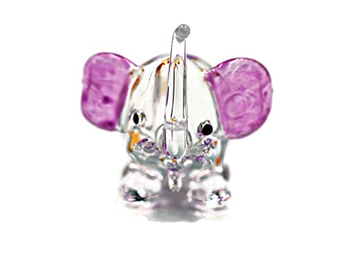Glass Baby Purple Elephant Mini Glass Animal Figurine Farm Miniature Hand Blown Art #TOP1