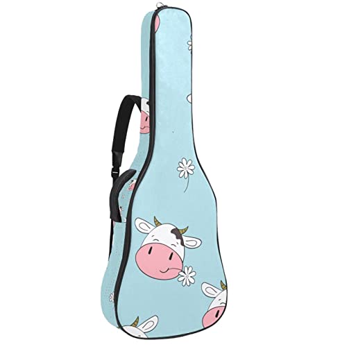 Sac à dos guitare acoustique étanche motif vache mignonne 42.9" avec organiseur