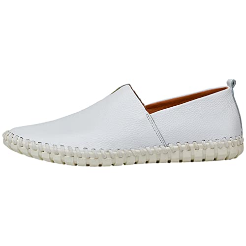 Men's Genuine Leather Loafer Flats Slip-On Soft Handmade Sole Summer Hollowed Casual Driving Shoes2