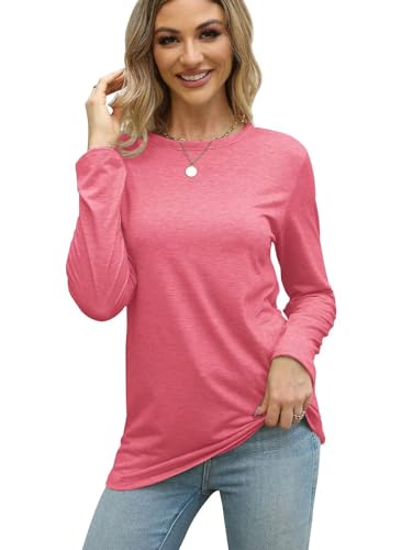 Image of Gihgoew 2 Pack Womens Tops Crewneck Soft Long Sleeve Shirts Fall Clothes Casual Tshirts Basic Tee