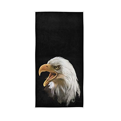 QUGRLBald Eagle Hand Towels Black Freedom Day Guest Towel for Bathroom Decor, 4 of July Kitchen Dish Towels Fingertip Washcloths Decor for Spa Gym Sport 16 x 30 inches