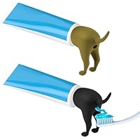 Vibbang 2Stück Pooping Dog Butt Zahnpasta-Aufsatz, Lustige Zahnpastakappen, Kreative Zahnpastaspender, Streich-Geschenk, Badezimmer Dekoration für Familie, Kinder und Erwachsene (A)