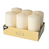 Papstar Stumpenkerzen / Säulenkerzen creme, Abmessungen 6 x 11.5 cm, für Haushalt, Feiern und Gastronomie, Brenndauer: ca. 24 Stunden, 6 Stück