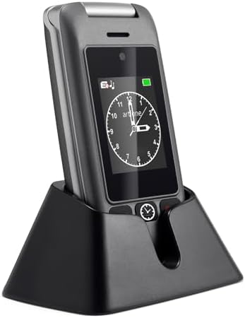 4G Unlocked Senior Flip Phone for Elderly, Easy-to-Use Feature Phone with Dual Screen Clamshell Design, Charging Dock, SOS Emergency Button, Flashlight, Camera, FM Radio,Black - 1