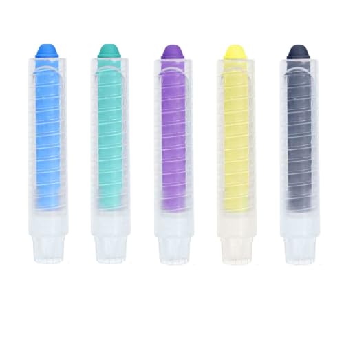 Caiqicome Chalk Holder - Chalk with Holder - Clear Chalkboard Chalk - Dustless - For Blackboard & Whiteboard - 5 Pack
