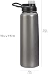 Amazon Basics Bouteille d'eau isolée en acier inoxydable, 30.1 Ounces, Gray