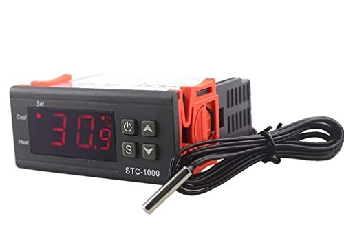 Image of Quick Sense Digital Temperature Controller | 90-250V AC Thermostat | Heating & Cooling Control | Sensor Probe Included | Aquarium, Incubator, Refrigerator, Industrial & Lab Use