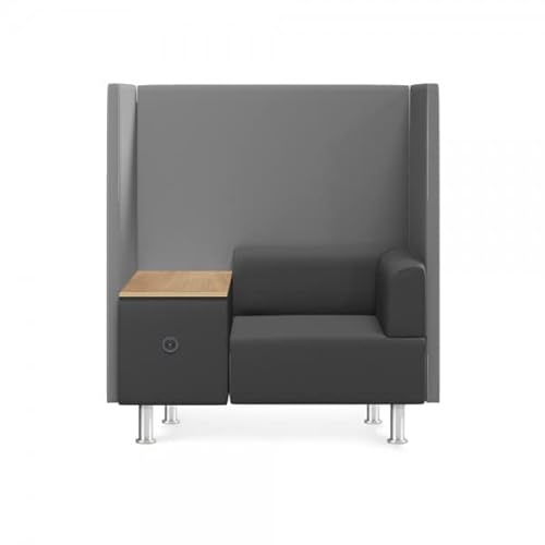 Rocada | Modulares Sofa für Wartezimmer | BeSoft Reihe |1 Sitz mit Arbeitstisch | Ausgestattet mit Elektroanschluss| Metallische Füße | Holztrennseiten mit Schaumstoff| 125x137x68cm Cover