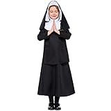 Sayhihi Kids Nun Costume Kids Nun Costume Girl Nun Costume Childrens Black Nun Costume Kids Nun Outfit Youth Nun Costume Nun Costume for Kids Traditional Nun Cosplay Costume Nun Costume for Kids