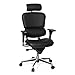 hjh Office 652983 Chefsessel mit Kopfstütze ERGOHUMAN Base ONE Leder Schwarz hochwertiger Bürodrehstuhl mit Vollausstattung