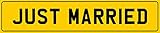 Self adhesive vinyl Placa de boda para coche, diseño con texto Just Married, 520 mm x 110 mm, color amarillo