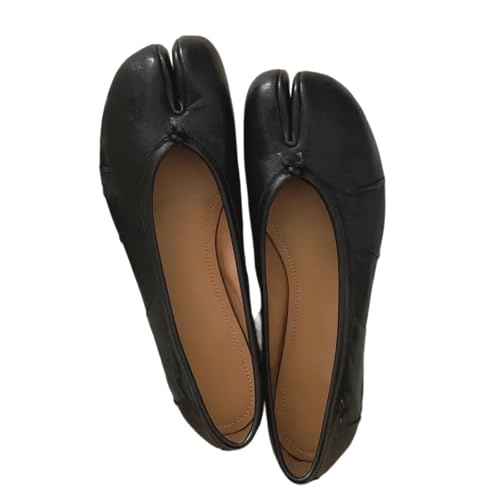 Elegant Split Toe Leather Flats for Women | Comfortable & Stylish Sheepskin Ballet Shoes | Perfect for Everyday Wear, Work, or Casual Outings