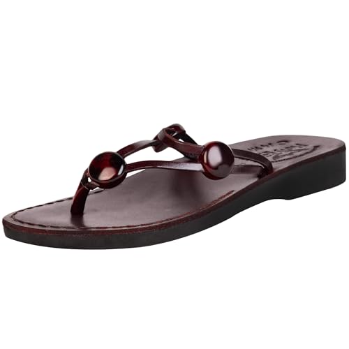 Holy Land Market Men/Women Biblical Jesus Leather Sandals/Slides From Jerusalem (Jerusalem Style III)