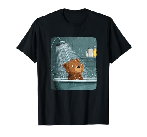 Divertido Disfraz de Oso de Peluche para Ducha para Albornoz y Cuidado Camiseta