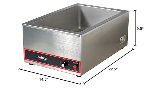 Winco FES500 Fw-S500 Commercial Portable Steam Table Food Warmer 120V 1200W,Stainless Steel,Large thumb #2