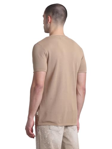 Image of JACK & JONES Short Sleeves Round Neck Cotton Raw Edge Slim Fit T-Shirt