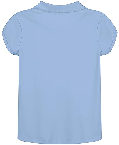 Image of Nautica Girls' School Uniform Short Sleeve Polo Shirt, Button Closure, Soft Pique Fabric