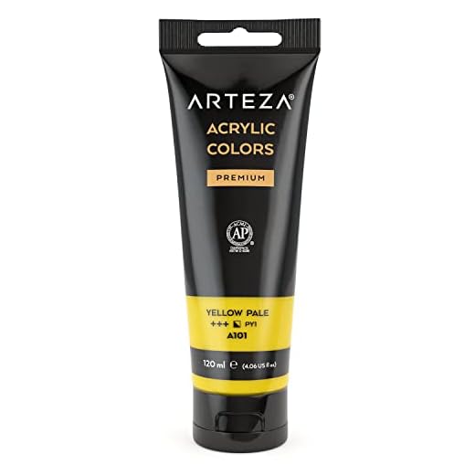 ARTEZA Pinturas acrílicas | Color Amarillo Pálido | Bolsa individual de 120 mililitros | Pinturas acrílicas para lienzos