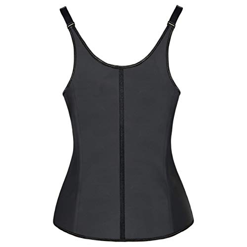 Hopgo Sweat Waist Trainer Girdle Workout Sauna Tank Top Vest for Women Weight Loss Exercise Latex Corset Slimming Vest Shapewear Black Size XL