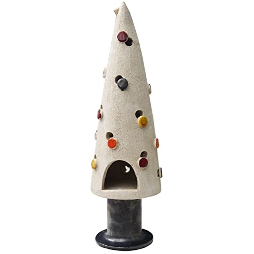 Hogar y Mas Portavelas Decorativo Grande de Cerámica, Diseño Navideño/Árbol de Navidad. Ideal para Decoración 50x14x14 cm