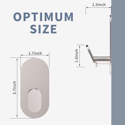Adhesive Towel Hooks for Bathrooms 4 Pack Brushed Nickel Stainless Steel and Zinc Alloy Sticky Wall Hooks for Hanging Heavy Duty Self Adhesive Robe Shower Hanger for Kitchen, Closet, Cabinet, Door by WZRUA - Used condition - Image 7