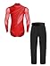 Linjinx Mens Latin Dance Outfits Bodysuit And Long Pants 2-piece Suit for Latin Chacha Ballroom Dance Rumba Red 3X-Large