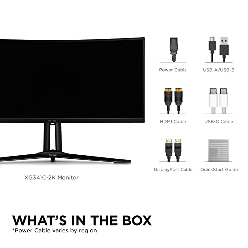 Viewsonic Elite Xg341C-2K 34 Inch 1440P Curved Gaming Monitor With 1Ms, 200Hz, Mini Led, Hdmi 2.1, Displayport, And Usb C For Esports #TOP7