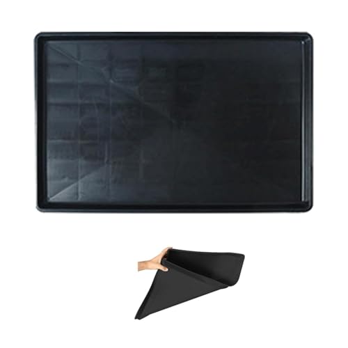 猫、犬、その他のペットのためのペットケージ箱交換トレイフードマット ブラック 縮れたエッジ58cm*55cm*2.7cm