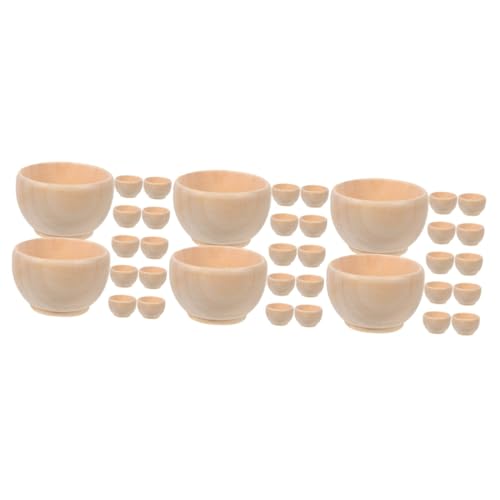 SUPVOX 3 Series Juguete De Cuenco De Madera Mini Madera Dura Espacios En Decoración Del Hogar Servicio Bochas Bol Tazones Pequeños Juguetes De Madera 12 Piezas X 3