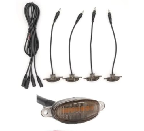 Image of Car Front Grill Set of 4 Pcs Universal Smoked Shell DRL LED Emergency Warning Off-Roading Lights (4 X 4) for All Cars, Vans, SUV, Trucks (White)