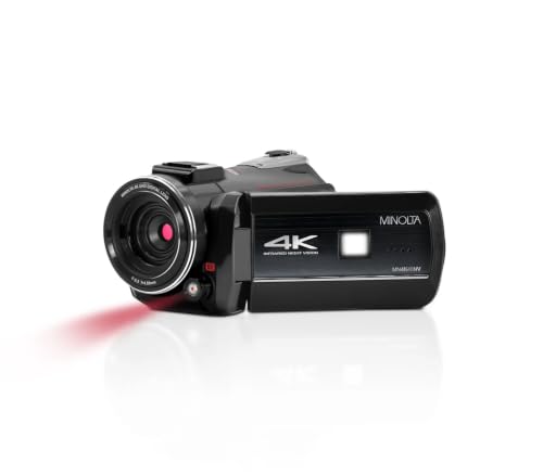Image of Minolta MN4K40NV 4K 30MP 3 inch Touch Night Vision Camcorder w /LED Light,