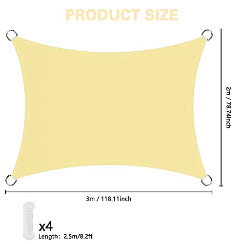 OFFCUP Sun Shade Sail, 2m x 3m Rectangle Awning Canopy - Image 2
