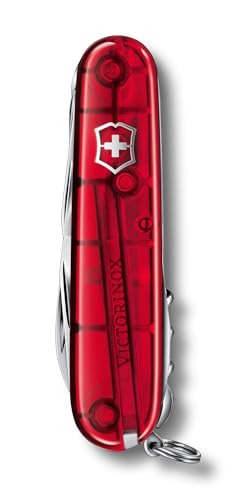 Victorinox Huntsman Couteau de Poche Suisse, Léger, Multitool, 15 Fonctions, Tire Bouchon, Grand Lame, Ouvre Boite, Argent Transp.