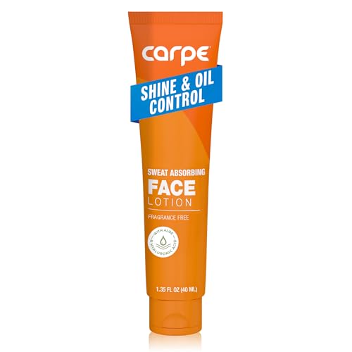 Carpe Sweat Absorbing Face Lotion for Oily Skin Control, Mattifying Face Lotion with Moisturizing Hyaluronic Acid and Squalane, Fragrance Free, 1.35 oz