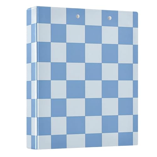 Image of 3 Ring Binder Blue Checkered White Buffalo Plaid 1.5 inch Binders Three Ring Binders with Clipboard Fit 8.5'' x 11'' Paper 3 Interior PVC Clear Pockets for Office Supplies