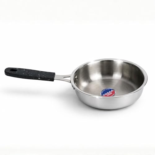 TOSAA TRIPLY MINI Fry PAN- 3-Ply Stainless Steel | Small Non-Stick Frying Pan | Induction & Gas Compatible,Mini Triply Fry Pan for Everyday Cooking | Non-Reactive Steel | 590 ml
