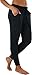 Ambiance Women's Solid Print French Terry Jogger Pants - Black - Large