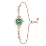 Feegow Orologio da donna con cinturino regolabile con diamanti rotondi per quadrante, struttura in acciaio inossidabile e lega, movimento al quarzo per uso quotidiano (verde)