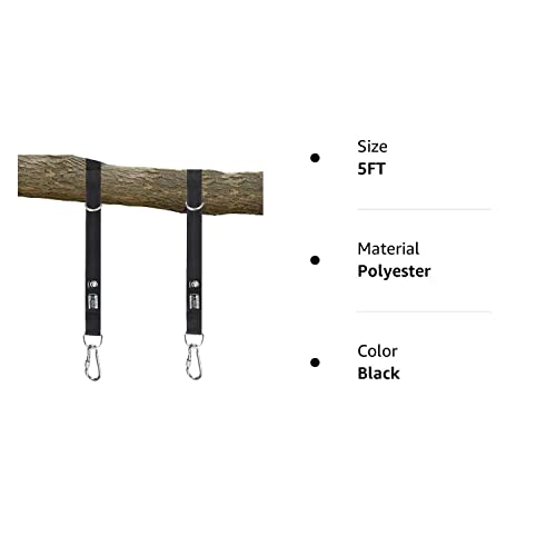 Tree Swing Hanging Strap - 5Ft Swing Straps Outdoor Suspension Accessories Kit, Holds 2200Lbs With Stainless Carabiners, Easy Installation, Perfect For Baby/Garden/Toddler Swing (Black) #TOP7
