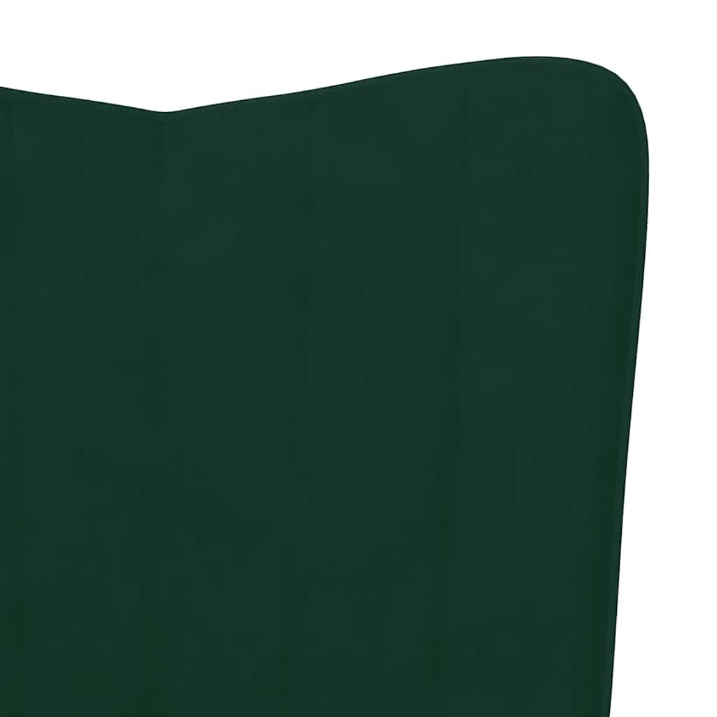 vidaXL Schaukelstuhl mit Hocker Schaukelsessel Schwingsessel Relaxstuhl Relaxsessel Ruhesessel Sessel Wohnzimmerstuhl Polsterstuhl Samt Dunkelgrün