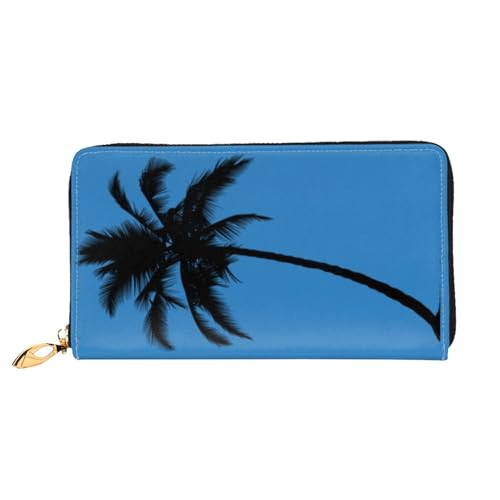 Portefeuille en cuir femme avec porte-cartes de crédit imprimé palmier zip